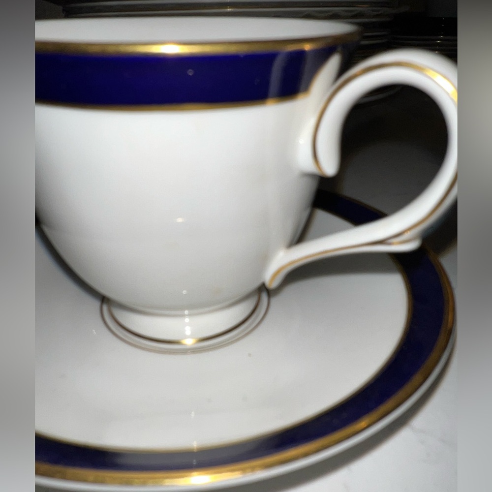 Elegant Lenox Federal Cobalt Cup/saucer - set of 4